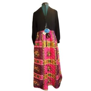 1960s Quilted Maxi Hostess Gown